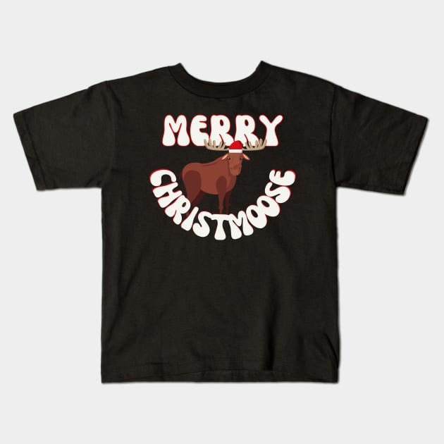 Merry Christmoose - Funny Xmas Moose Kids T-Shirt by Souls.Print